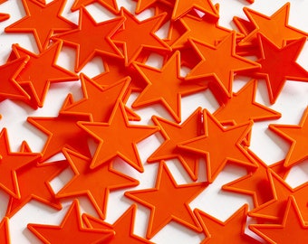 Orange Star Shape Tokens - 48mm - Ideal For Reward Jars - Crafts - Wall Charts - Weddings - Festivals - Events