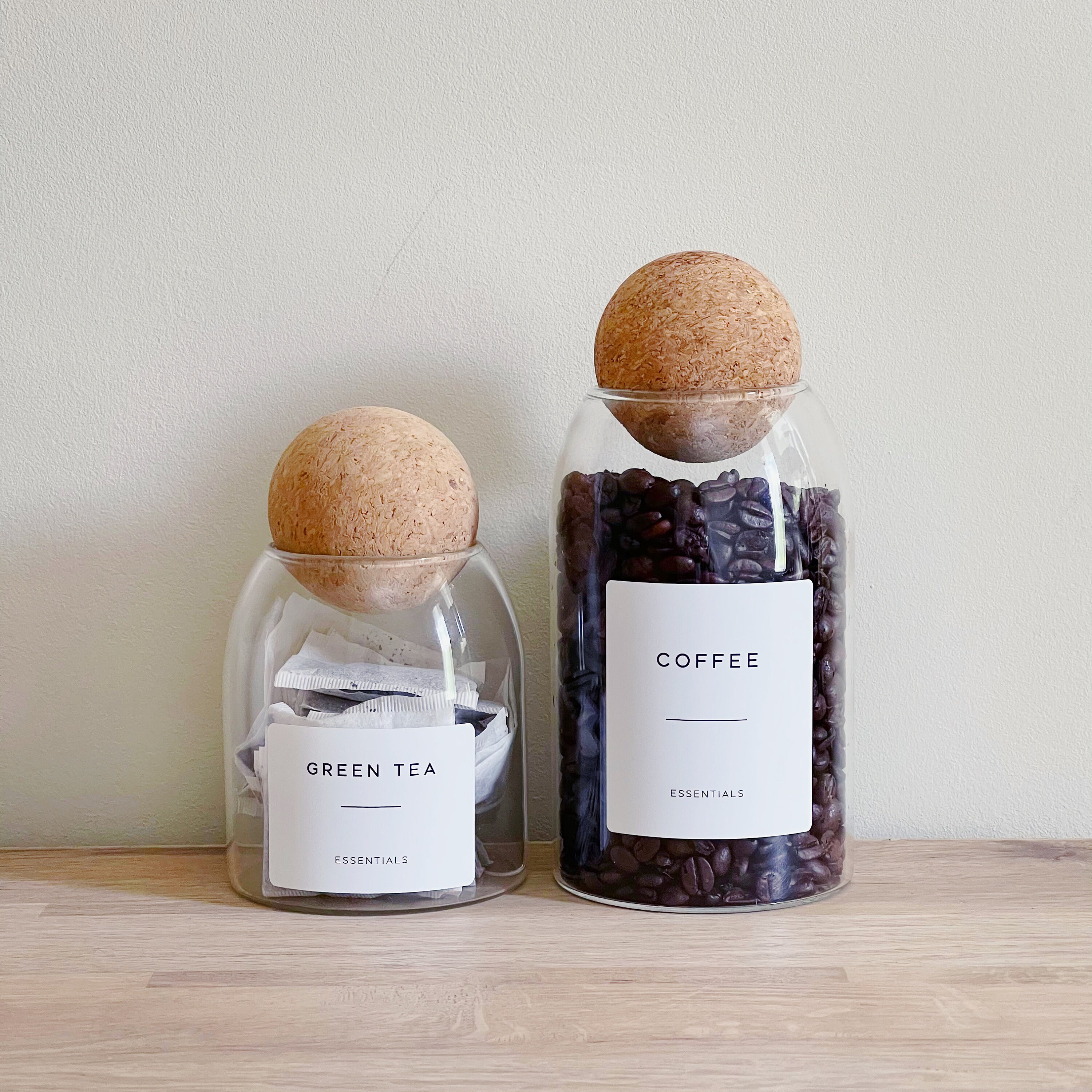 Cork Ball Glass Storage Jar With Optional Personalised White Etsy