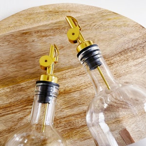 Glass Oil / Vinegar Pourer Bottle Personalised With A White Water And Oil Resistant Label 350ml or 500ml Choice Of Pourer Colour image 9