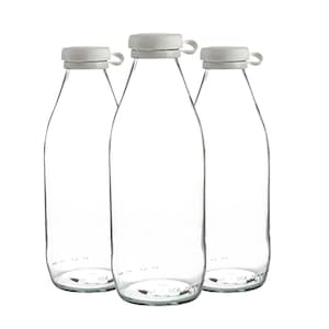 Refillable 1L Glass Milk Bottle With White Waterproof Personalised Minimalist Label Fridge Organisation Fridgescaping image 7