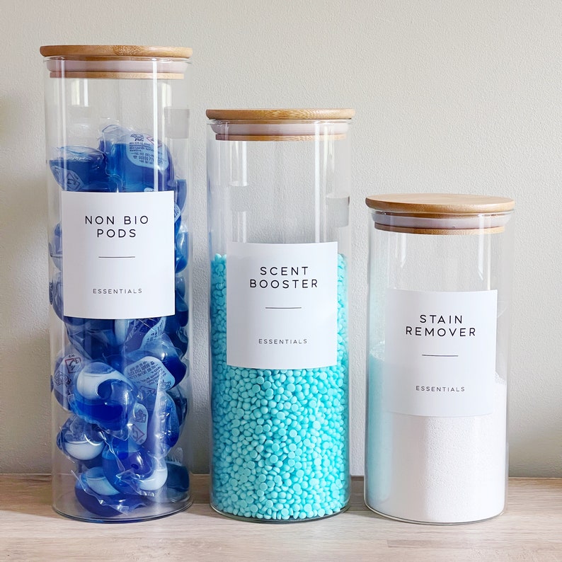 Glass Kitchen Storage Jar With White Waterproof Minimalist Etsy UK