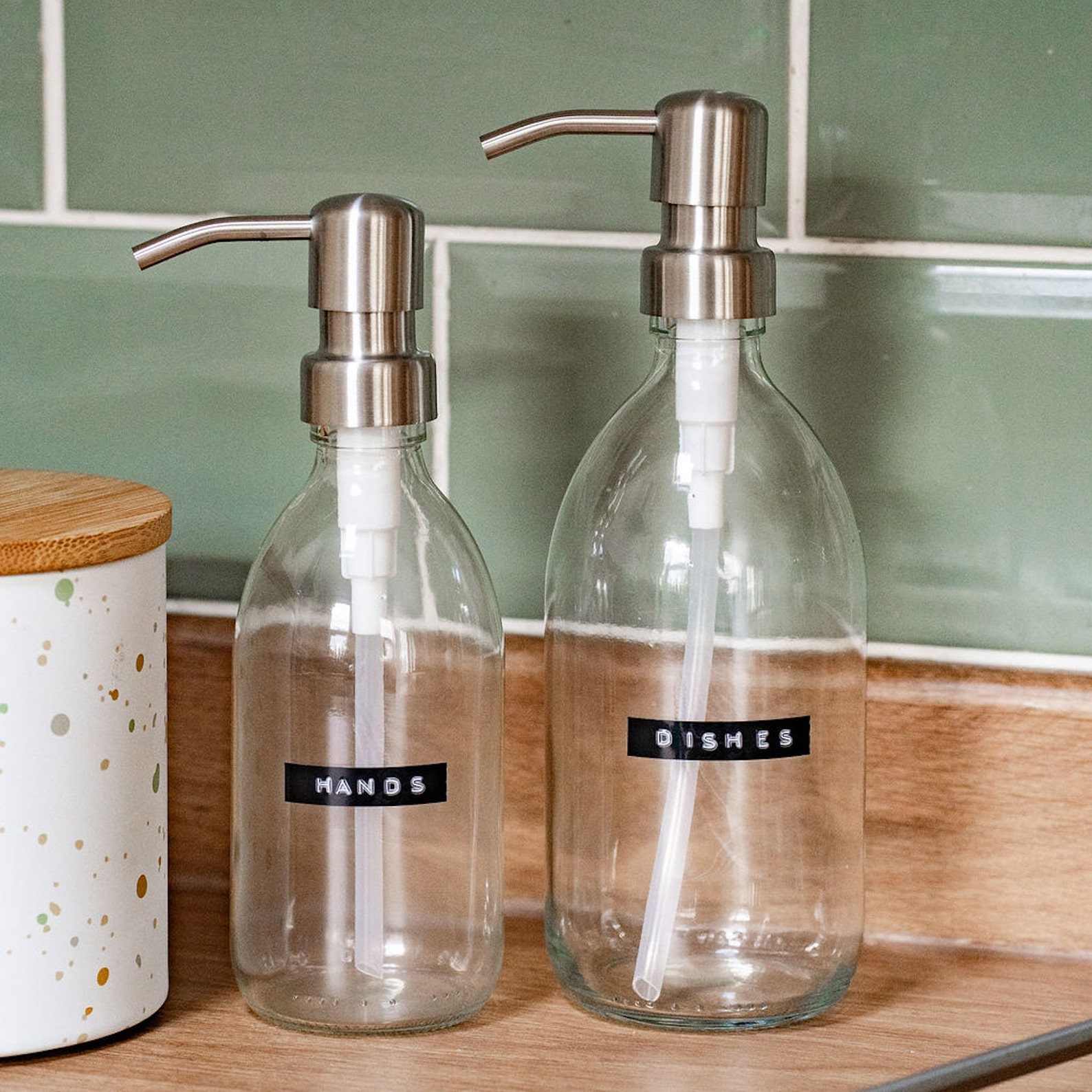 Clear Glass Bottle With Personalised Stamped Label & Black Etsy New