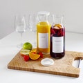 Refillable 700ml 0r 1.2L Glass Carafe With White Personalised Waterproof Minimalist Label - Fridge Organisation - Fridgescaping