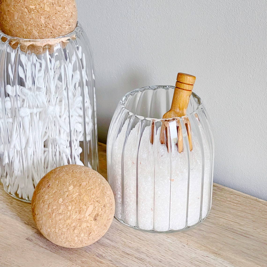 Rippled Cork Ball Glass Storage Jar With Optional Personalised Etsy