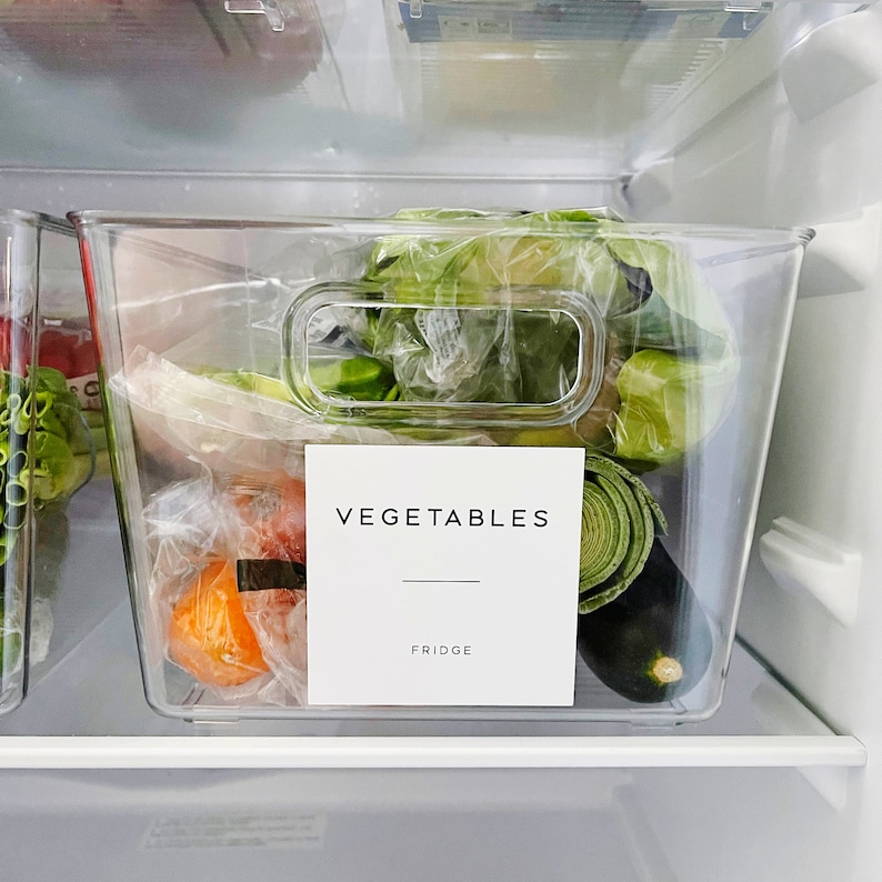 Reusable Fridge Storage Container With White Personalised Waterproof Minimalist Label Choices Of Sizes Fridge Organisation Low Stock image 4