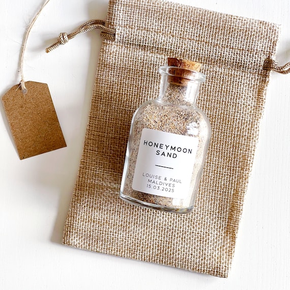 Personalised Honeymoon Sand Bottle - Wedding Gift - Honeymoon Keepsake