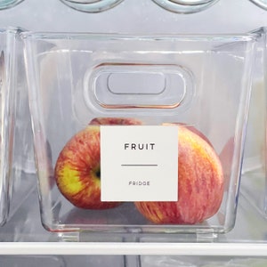 Reusable Fridge Storage Container With White Personalised Waterproof Minimalist Label Choices Of Sizes Fridge Organisation Low Stock image 6