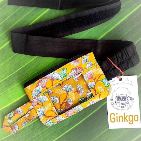 Pochette diabète "Ginkgo" avec ceinture réglable pour pompe à insuline.