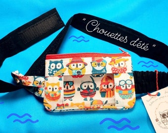 “Summer Owls” diabetes pouch with adjustable belt for insulin pump.