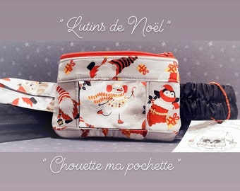 Pochette diabète "Lutins de Noël" ceinture réglable pour pompe à insuline