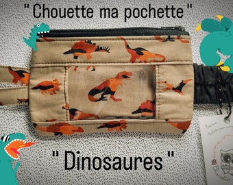 Pochette diabète "Dinosaures" avec ceinture réglable pour pompe à insuline.