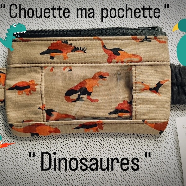 Pochette diabète "Dinosaures" avec ceinture réglable pour pompe à insuline.