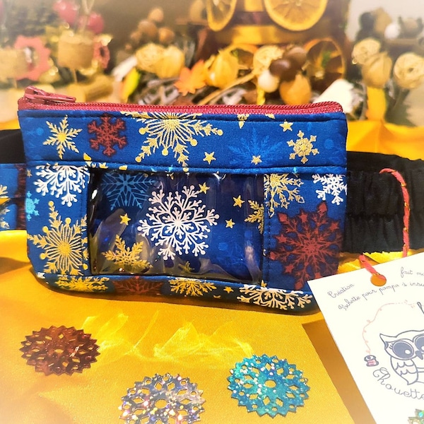 Pochette diabète "Flocons" ceinture réglable pour pompe à insuline