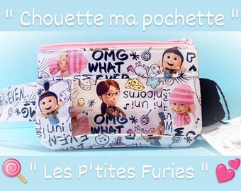 Diabetes pouch "Les P'tites Furies" with adjustable belt for insulin pump