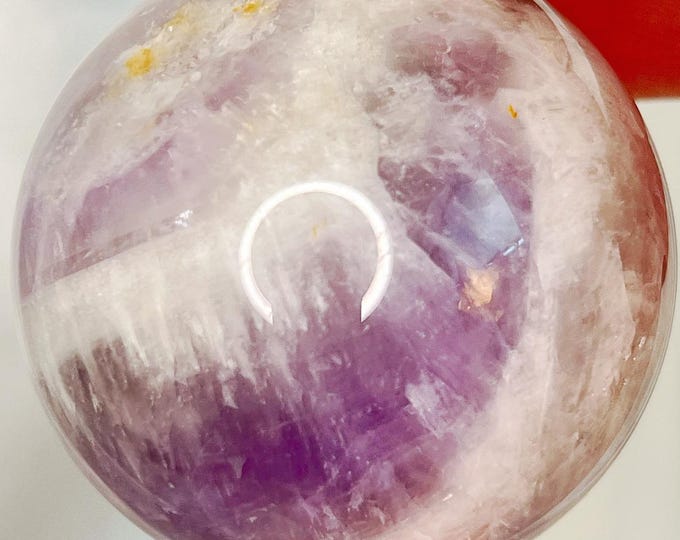 amethyst in quartz sphere - unique zebra color zoning