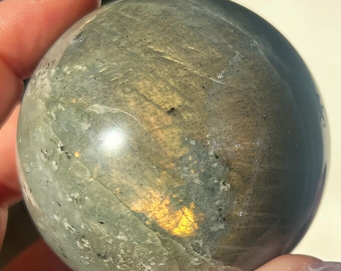 sunset sparkly golden flash labradorite sphere