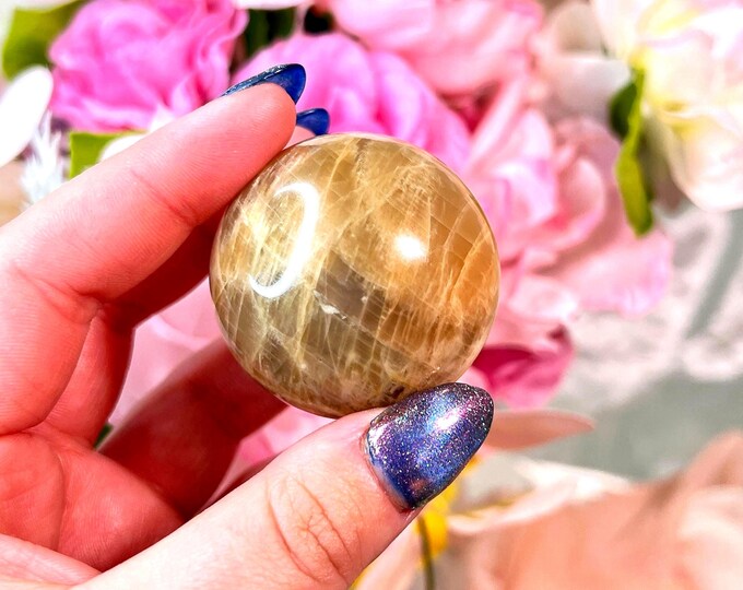 warm beige peach moonstone sphere