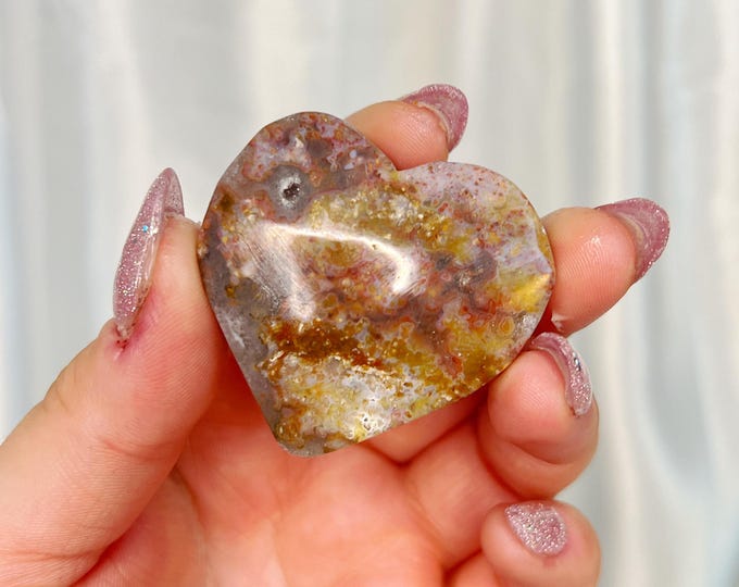 sea jasper heart - swirls of earthy tones, small druzy texture (h2)