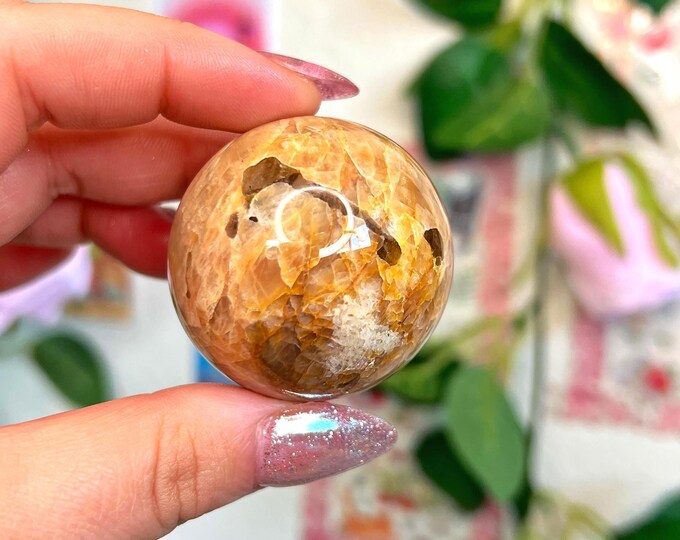 repaired peach moonstone sphere