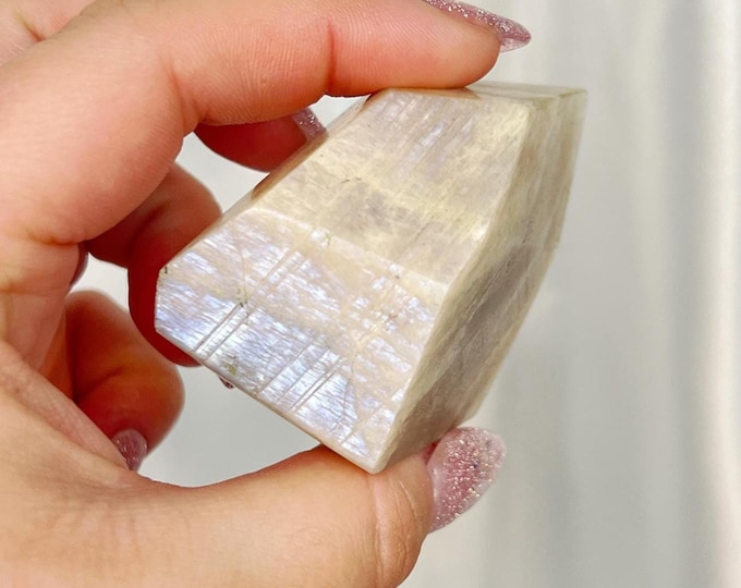 jelly rainbow moonstone freeform -  bright white & blue sheen, sunstone sparkly speckles (ff7)