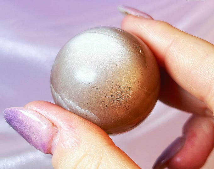 champagne flash & golden glitters sunstone moonstone sphere