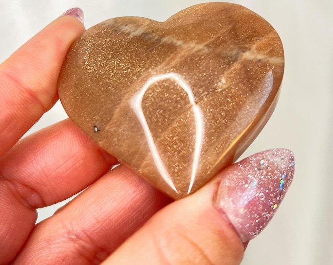 sunstone heart - rainbow golden sparkles (h3)