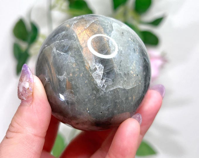 labradorite sphere - warm, golden labradorescence, iridescence
