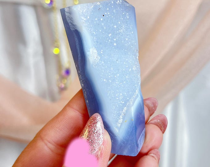 sugary druzy blue lace agate freeform (ff22)