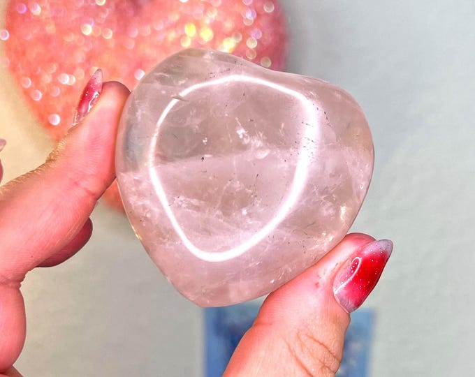 pink rose quartz heart (h8)