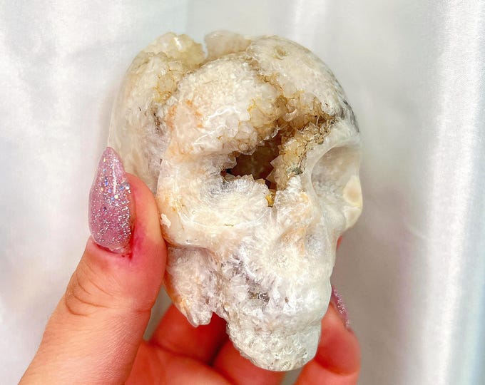 druzy flower agate skull