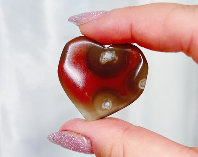 swazi strawberry agate - blue red color zoning & banding (h14)