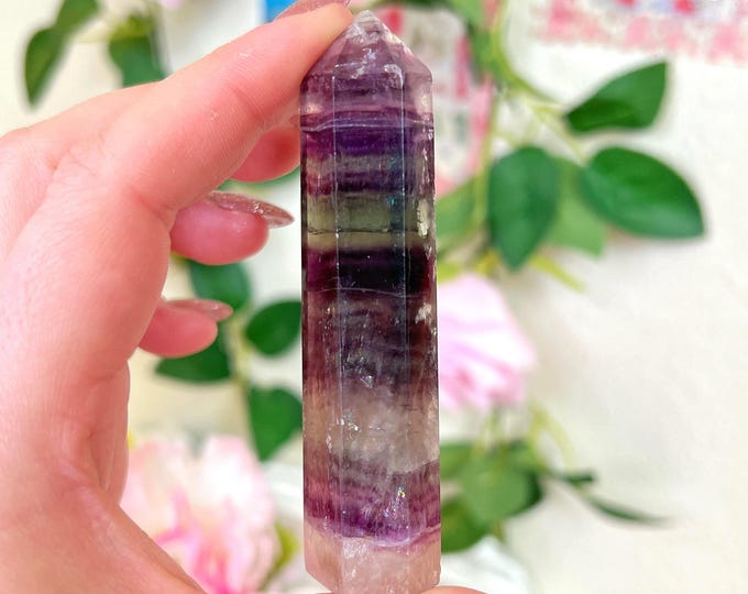 super nice banding rainbow fluorite tower