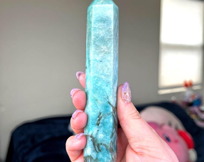 blue-green amazonite & smoky quartz tower - sweet steal