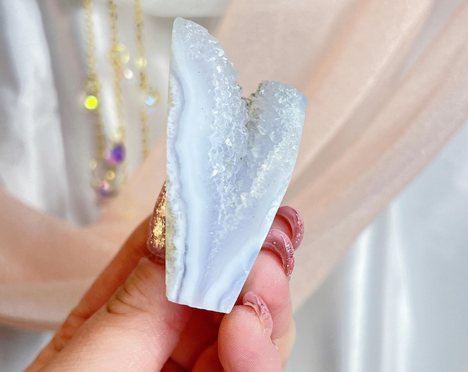 soft pastel druzy cave blue lace agate freeform (ff23)