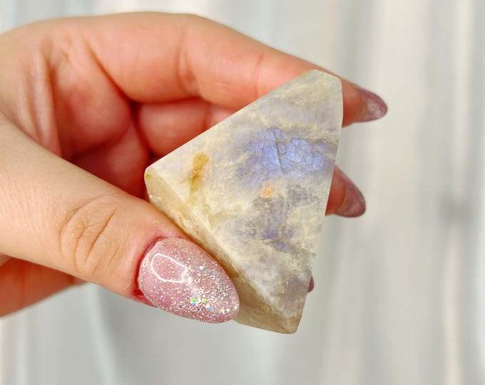 jelly rainbow moonstone freeform - blue sheen flash, sunstone sparkly speckles (ff3)