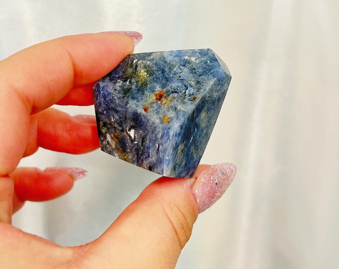 dark ocean blue kyanite freeform - iron inclusions (ff8)