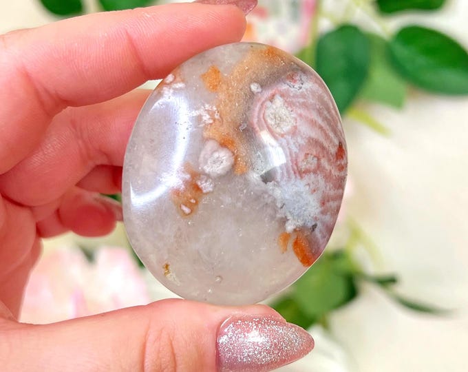 green flower agate palm stone (ah)