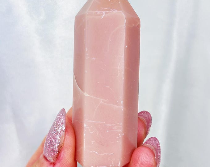 pink opal tower - compassion & love, natural finish