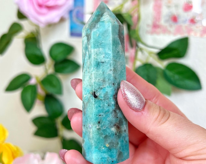 vivid teal green amazonite tower