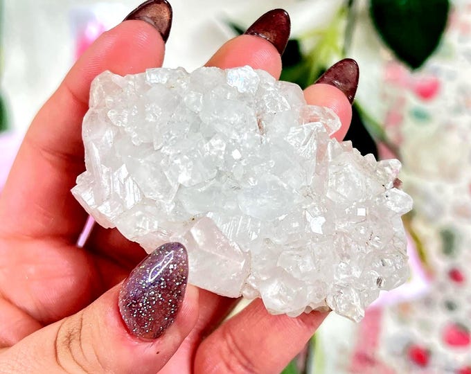 sparkly apophyllite cluster - mineral specimen, zeolite (c5)