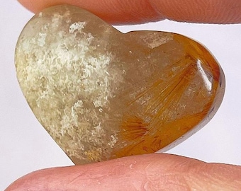 golden rutile quartz heart with garden inclusions