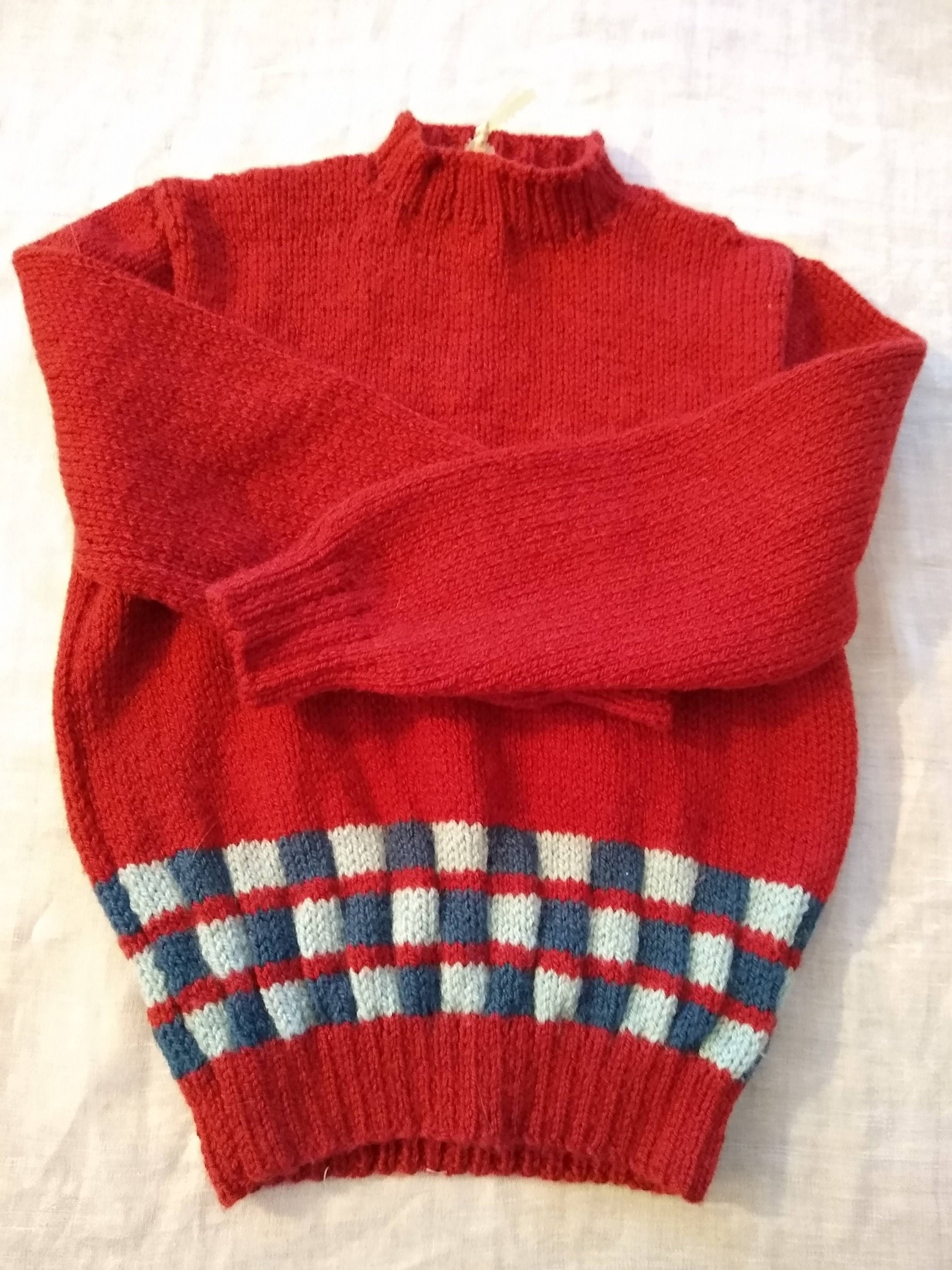 Barn Red Checkerboard Childrens Sweater | Etsy