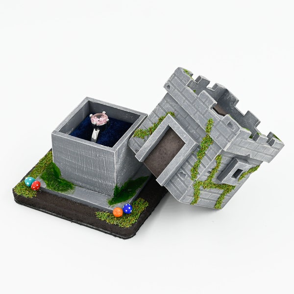 Miniature Castle Engagement Ring Box, Geeky Wedding Proposal, Unique Ring Box, Nerdy Wedding Idea, Custom, Fantasy wedding, Medieval Wedding