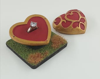 Zelda Heart Engagement Ring Box, Geeky Wedding Proposal, Unique Ring Box, Nerdy Wedding Idea, Video Game, Fantasy Wedding, Gamer Wedding