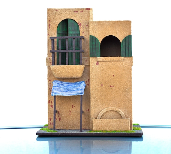 Natividad Casa pueblo de Belén \u0026 Balcón Navidad Miniatura | Etsy México