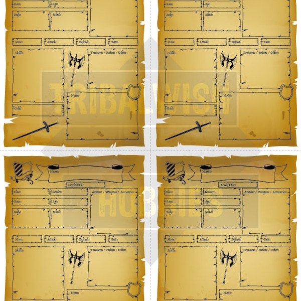 Heroquest Character Sheet, Printable Digital Download, Dungeon, Boardgaming, Heroquest, Character Design, Dungeons and Dragons, Warhammer