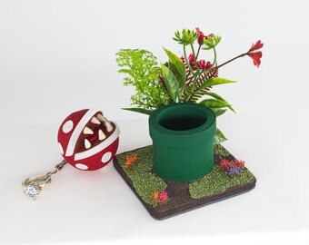 Super Mario Bros Piranha Plant Engagement Ring Box, Geeky Engagement, Unique Ring Box, Nerdy wedding, Video Game Engagement, Proposal Box