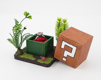Caja para anillos de compromiso de Mario, caja para anillos de propuesta de Mystery Block, caja para anillos de compromiso geek, caja para anillos única, boda nerd, compromiso de videojuego
