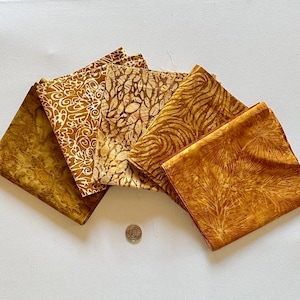lotto di tessuti Batik cammello - 5 pezzi 15 cm x 55 cm - assortimento tessuti batik cammello - terra di Siena - marrone chiaro