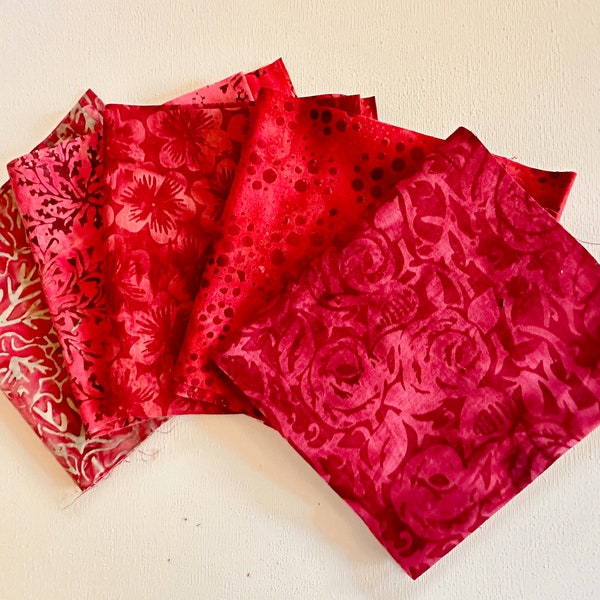 lot de tissus Batik fuchsia- 5 pcs 15 cm x 55 cm - assortiment tissus batik fuchsia